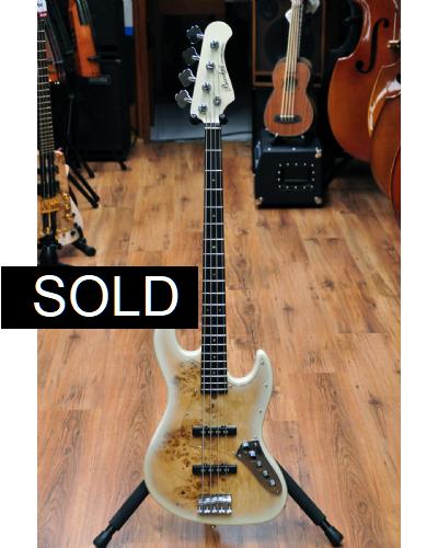 Bacchus Universe Series Jazz Bass Burl Top Blondeburst Active